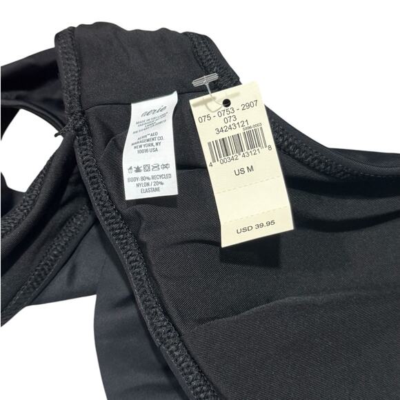 NWT! Aerie Ruffle Wrap Bikini Top in True Black - Size Medium - Picture 9 of 10